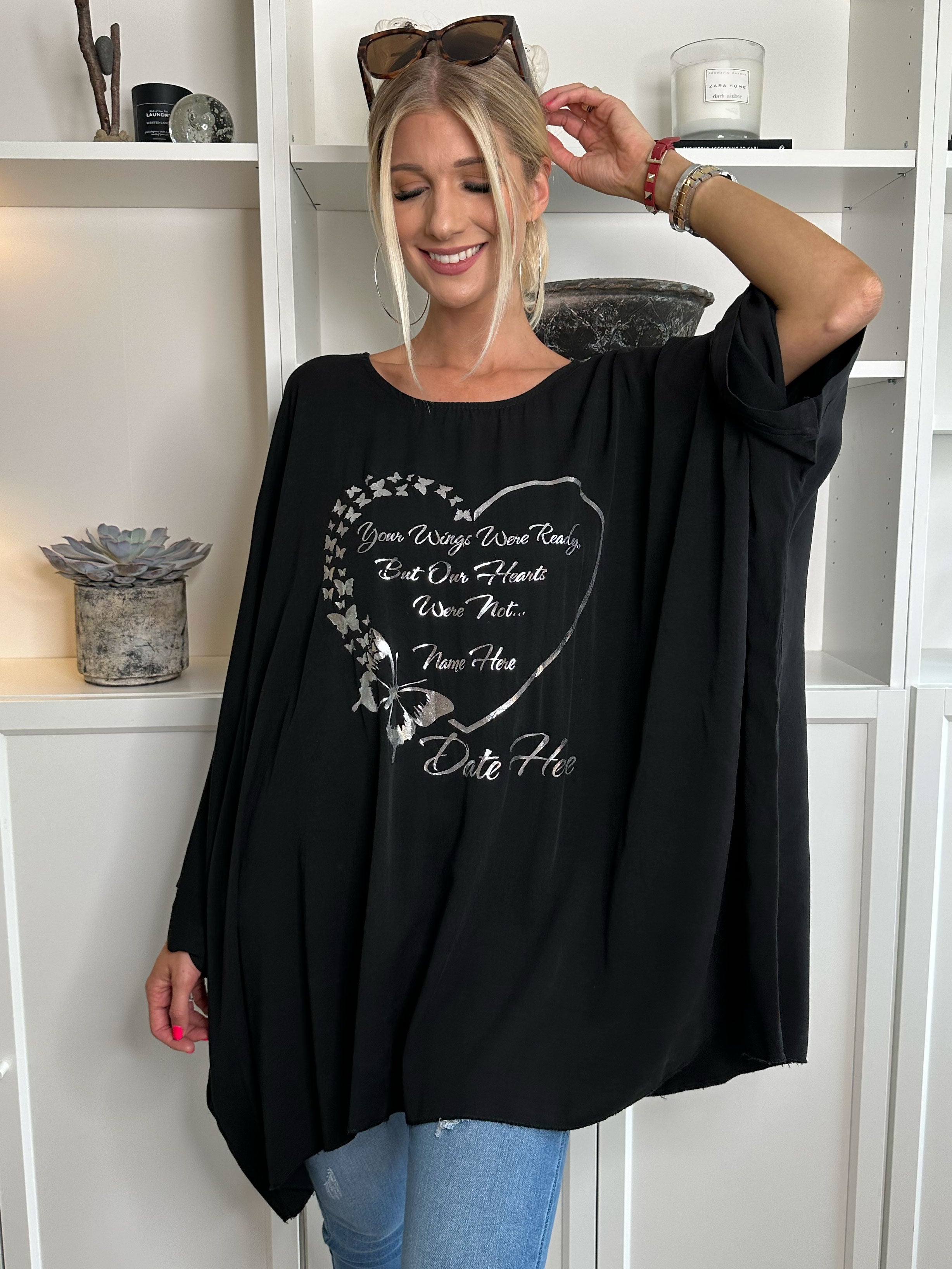 Hope Short - Cool oversize blus med motiv framtill